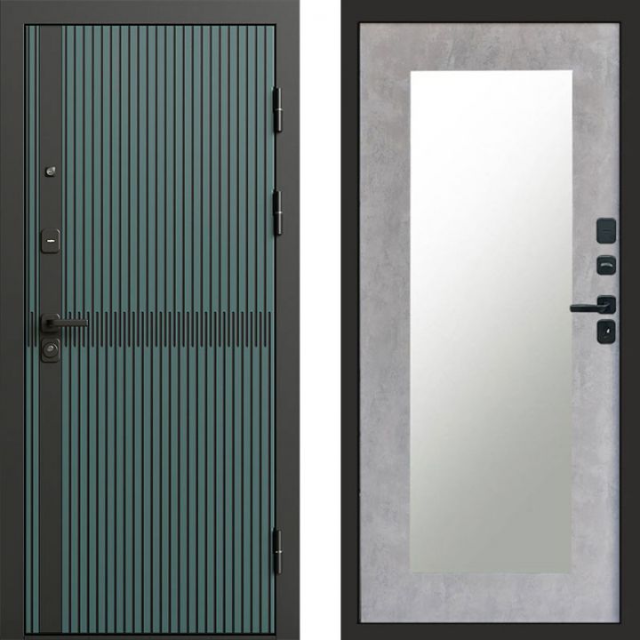 Входная дверь Termo-door Граунд velutto verde - Зеркало триумф Бетон светлый
