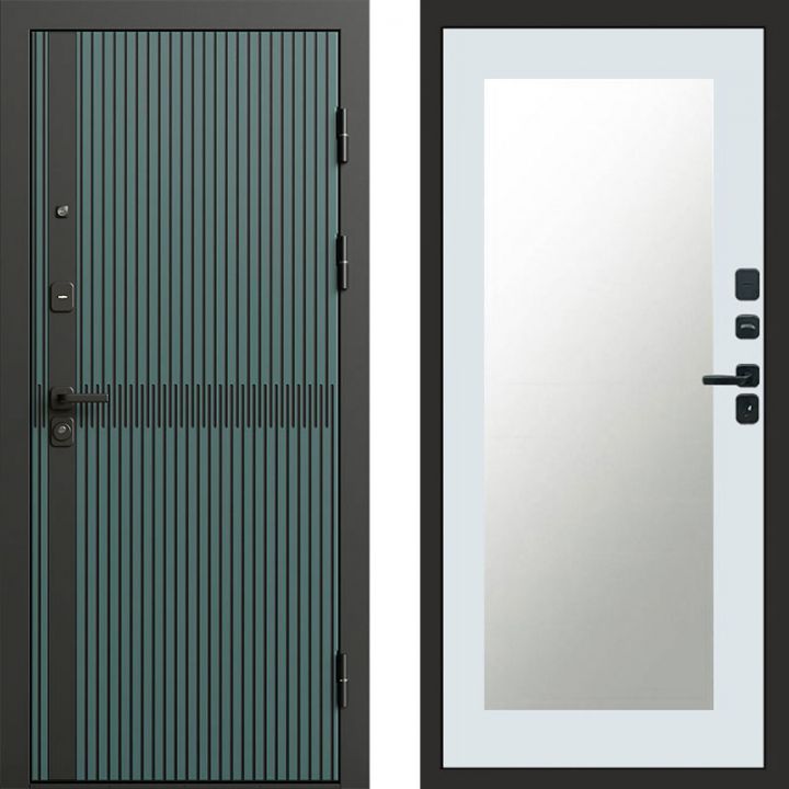 Входная дверь Termo-door Граунд velutto verde - Зеркало триумф Белый софт