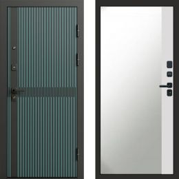 Входная дверь Termo-door Граунд velutto verde - Широкое Зеркало Фацет Белый софт