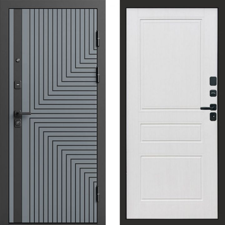 Входная дверь Termo-door Квантум Грей - Классика Белое дерево