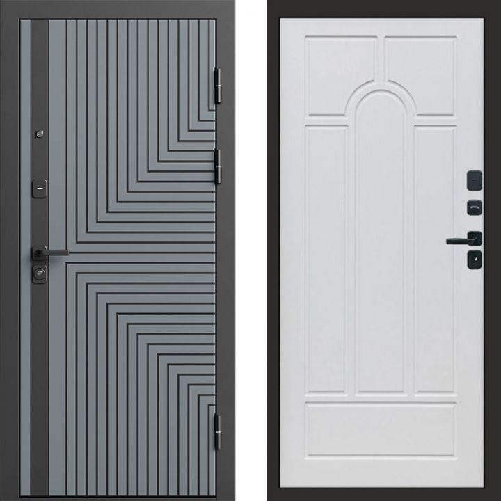 Входная дверь Termo-door Квантум Грей - Арка Белое дерево