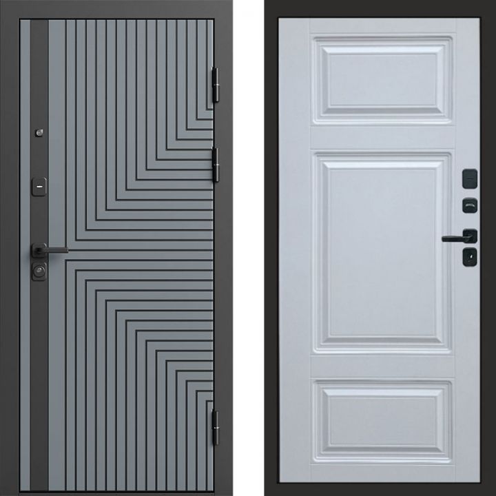 Входная дверь Termo-door Квантум Грей - Лион Белый софт