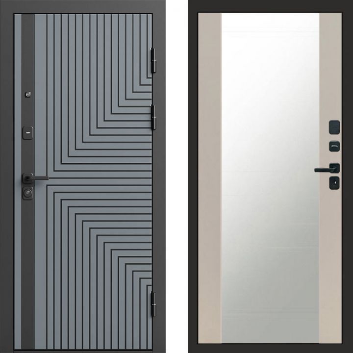 Входная дверь Termo-door Квантум Грей - Зеркало Слоновая кость