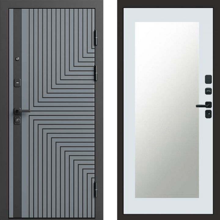 Входная дверь Termo-door Квантум Грей - Зеркало триумф Белый софт