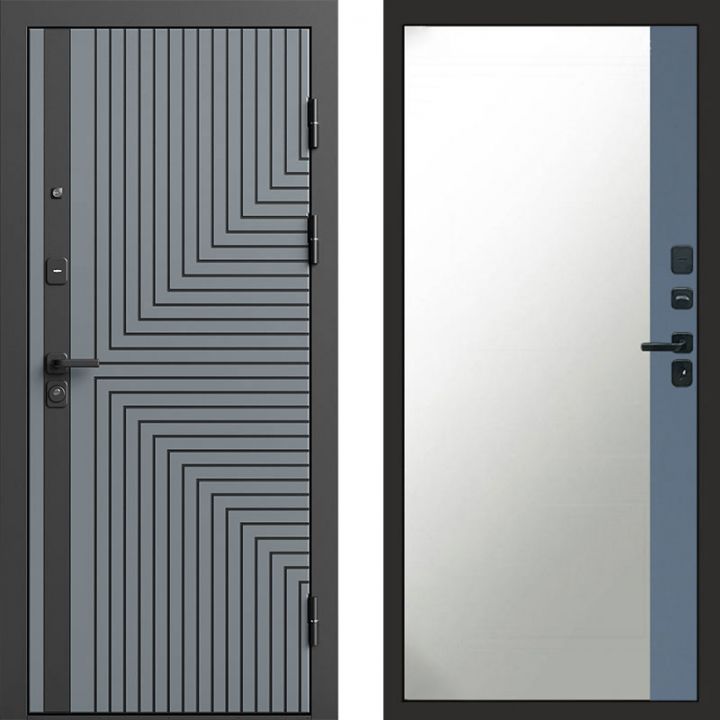 Входная дверь Termo-door Квантум Грей - Широкое Зеркало Фацет Грей софт
