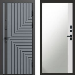 Входная дверь Termo-door Квантум Грей - Широкое Зеркало Фацет Белый софт