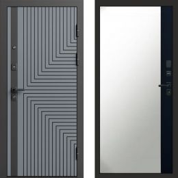 Входная дверь Termo-door Квантум Грей - Широкое Зеркало Фацет Черный кварц