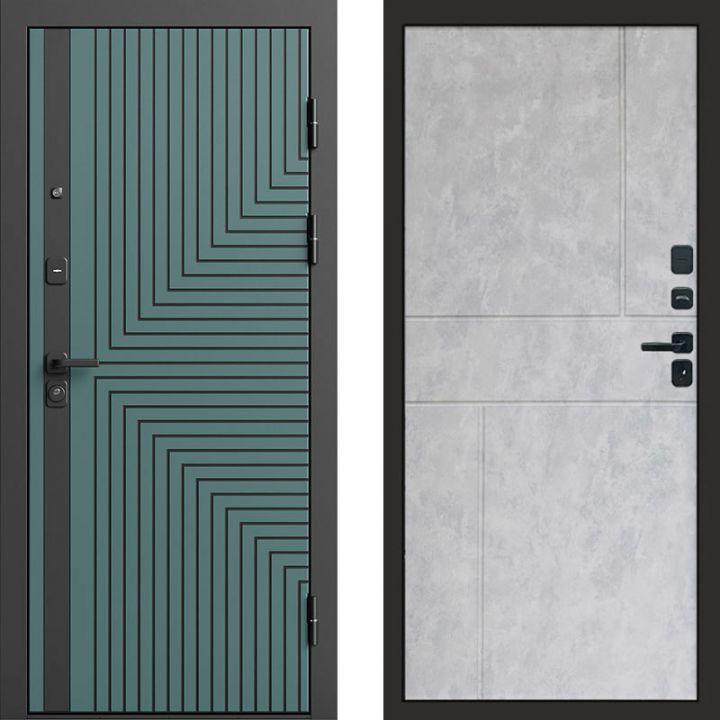 Входная дверь Termo-door Квантум velutto verde - Горизонт Бетон светлый