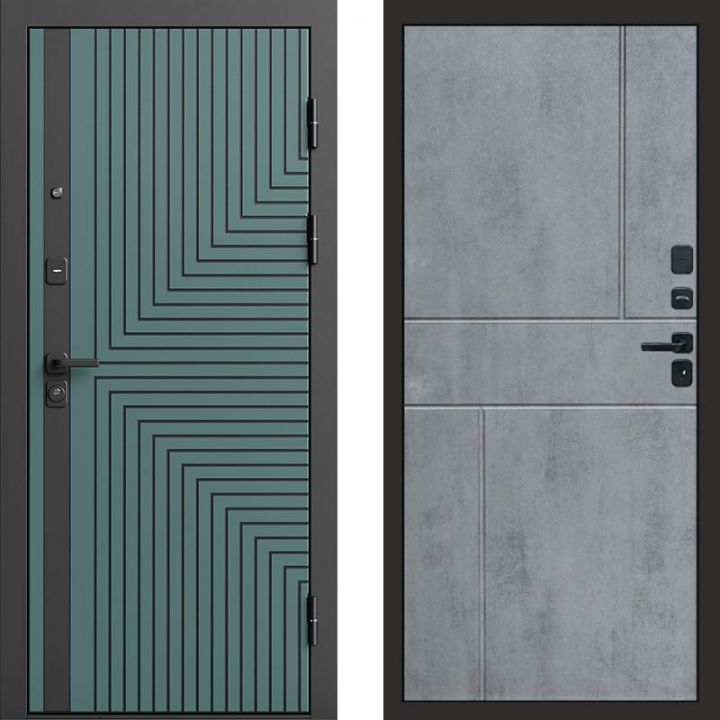 Входная дверь Termo-door Квантум velutto verde - Горизонт Бетон темный