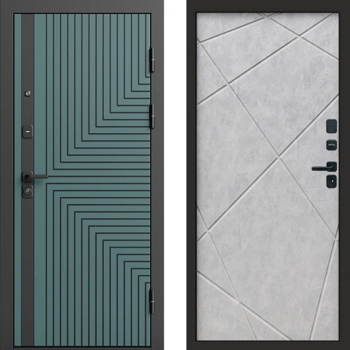 Входная дверь Termo-door Квантум velutto verde - Лучи Бетон светлый