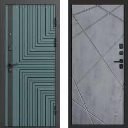 Входная дверь Termo-door Квантум velutto verde - Лучи Бетон темный