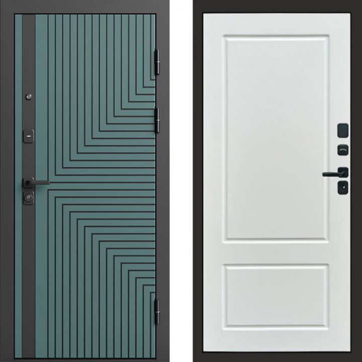 Входная дверь Termo-door Квантум velutto verde - Марсель Белый софт