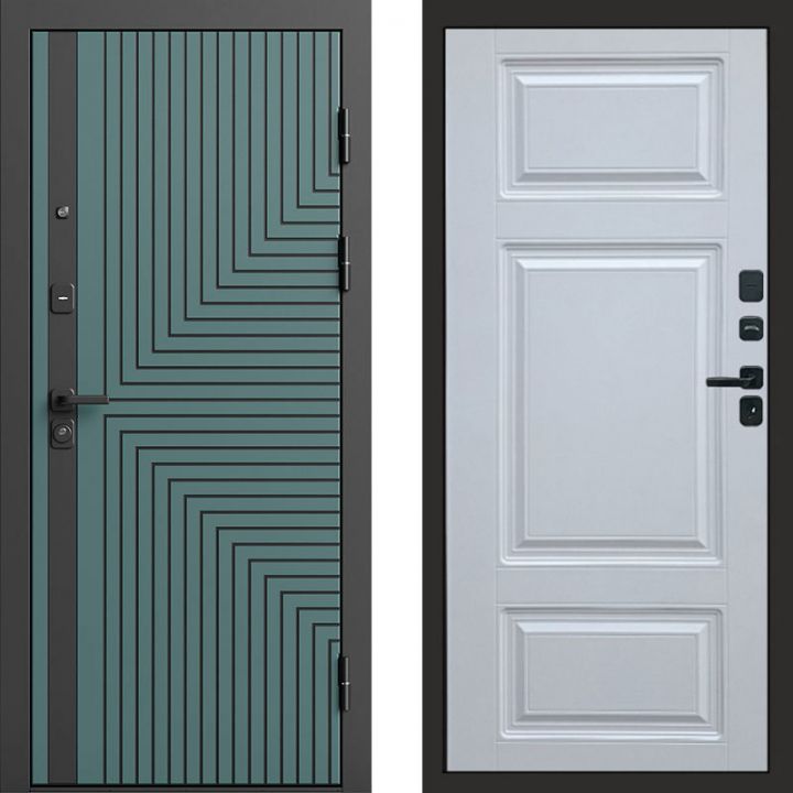 Входная дверь Termo-door Квантум velutto verde - Лион Белый софт