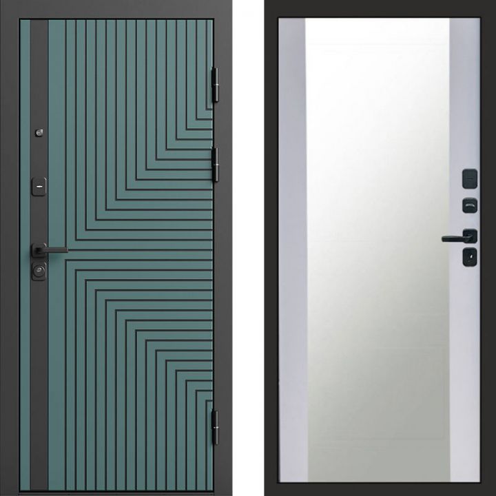 Входная дверь Termo-door Квантум velutto verde - Зеркало Белый софт