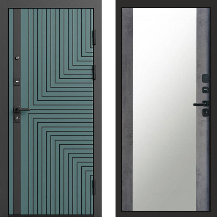 Входная дверь Termo-door Квантум velutto verde - Зеркало Бетон темный