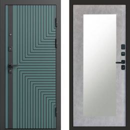 Входная дверь Termo-door Квантум velutto verde - Зеркало триумф Бетон светлый