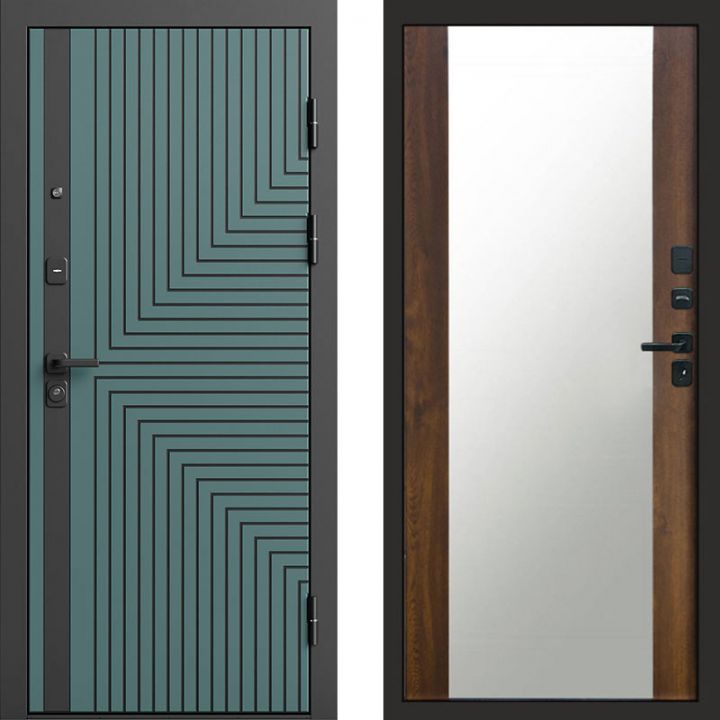 Входная дверь Termo-door Квантум velutto verde - Зеркало Дуб