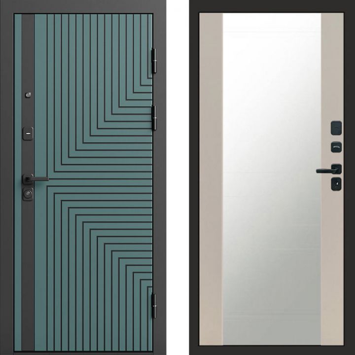 Входная дверь Termo-door Квантум velutto verde - Зеркало Слоновая кость