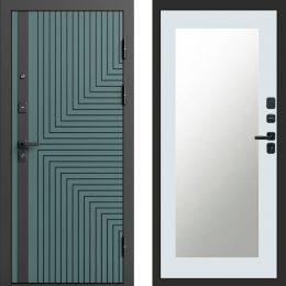 Входная дверь Termo-door Квантум velutto verde - Зеркало триумф Белый софт
