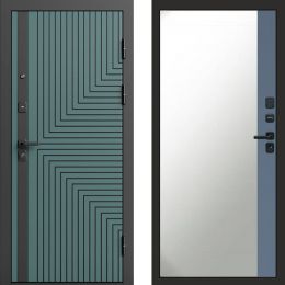Входная дверь Termo-door Квантум velutto verde - Широкое Зеркало Фацет Грей софт