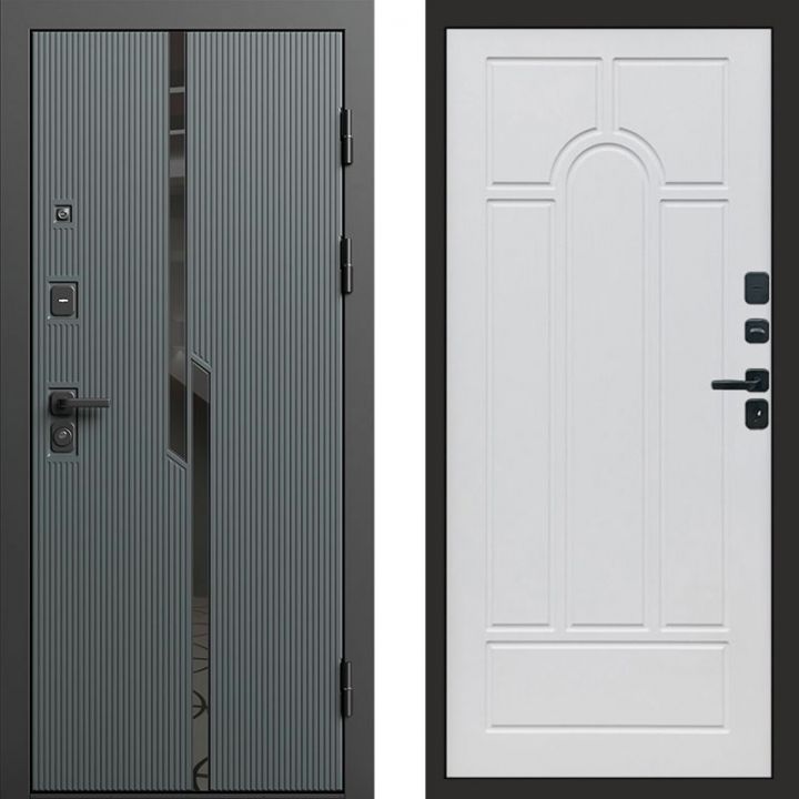 Входная дверь Termo-door Прайм Графит - Арка Белое дерево