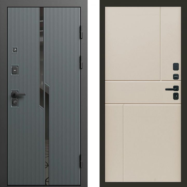 Входная дверь Termo-door Прайм Графит - Горизонт Слоновая кость