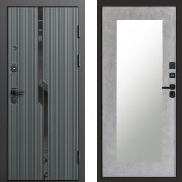 Входная дверь Termo-door Прайм Графит - Зеркало триумф Бетон светлый