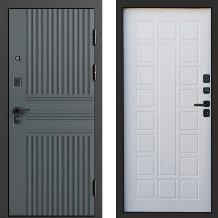 Входная дверь Termo-door Селект Графит - Престиж Белое дерево