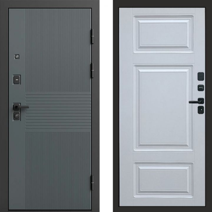 Входная дверь Termo-door Селект Графит - Лион Белый софт