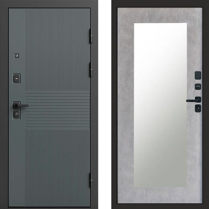 Входная дверь Termo-door Селект Графит - Зеркало триумф Бетон светлый
