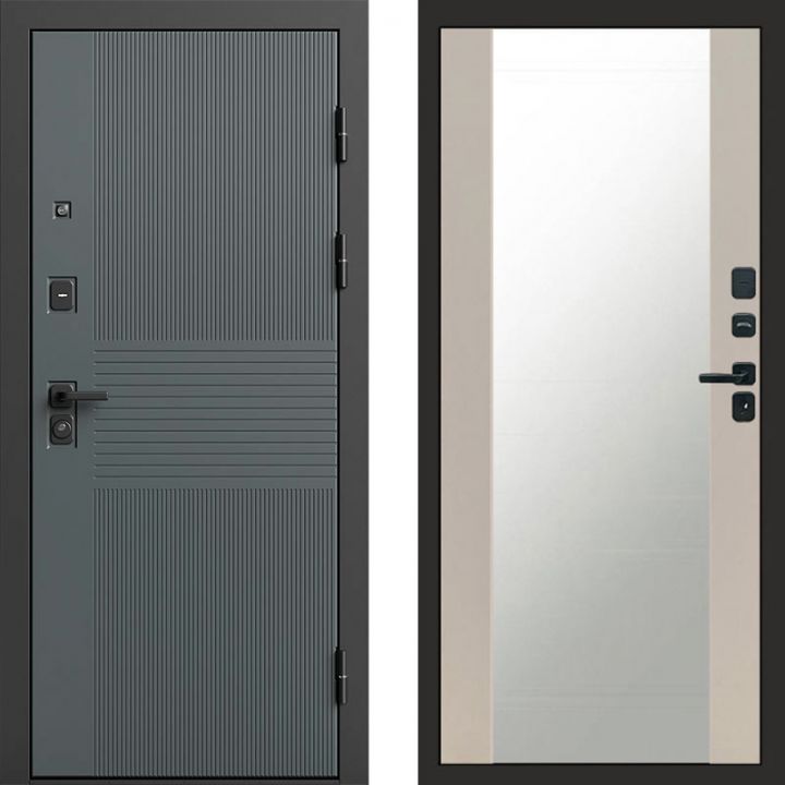 Входная дверь Termo-door Селект Графит - Зеркало Слоновая кость