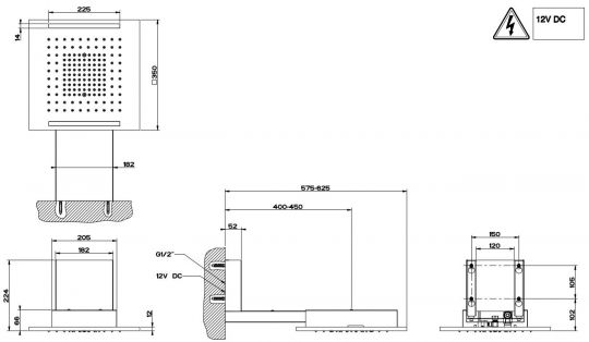 Тропический душ Gessi Colour 62,5х35 см 57933 схема 2 Тропический душ Gessi Colour 62,5х35 см 57933 схема 2