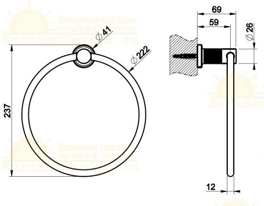 Gessi Inciso Кольцо для полотенец 58509 схема 13 Gessi Inciso Кольцо для полотенец 58509 схема 13