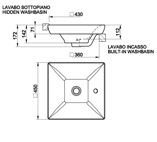 Раковина Gessi Mimi 37506 45х45 схема 2 Раковина Gessi Mimi 37506 45х45 схема 2