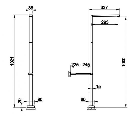 Излив напольный Gessi Rettangolo 20396 схема 2 Излив напольный Gessi Rettangolo 20396 схема 2