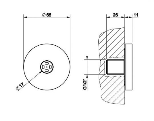 Душевая форсунка с распылителем Gessi 32977 6,5х6,5 схема 2