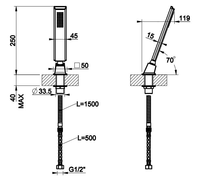 Душевой комплект на борт ванны Gessi Eleganza 46125 ФОТО