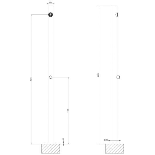 Уличная душевая стойка Gessi Origini 63209 схема 3