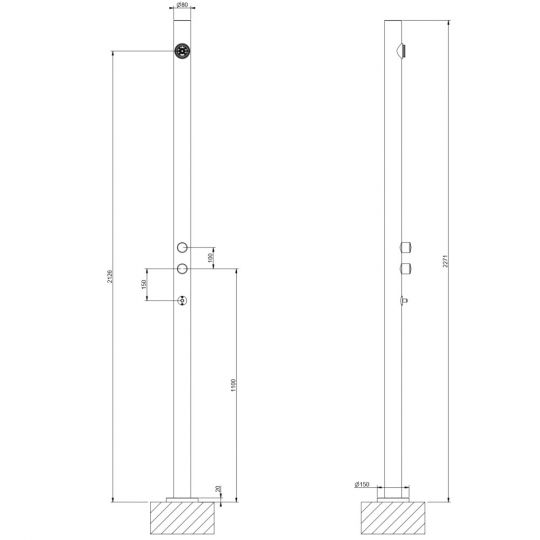Душевая стойка уличная Gessi Origini 63210 схема 3