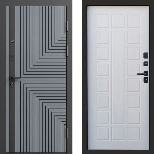 Входная дверь Termo-door Квантум Грей - Престиж Белое дерево