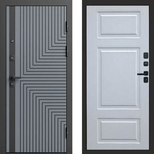 Входная дверь Termo-door Квантум Грей - Лион Белый софт