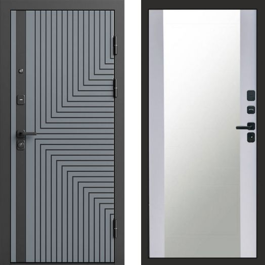 Входная дверь Termo-door Квантум Грей - Зеркало Белый софт