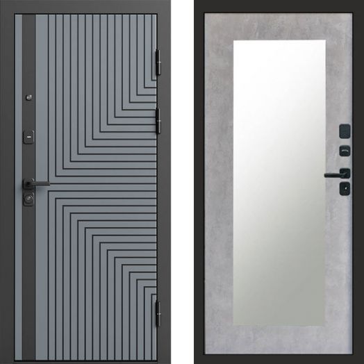 Входная дверь Termo-door Квантум Грей - Зеркало триумф Бетон светлый