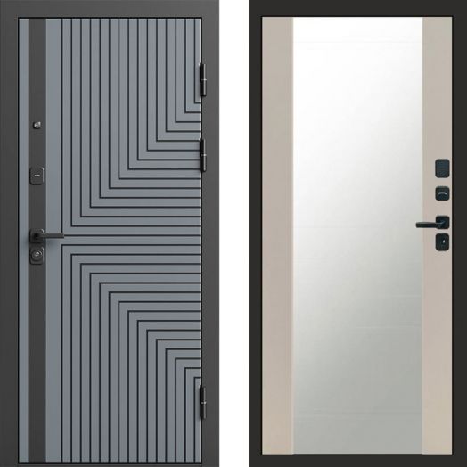 Входная дверь Termo-door Квантум Грей - Зеркало Слоновая кость