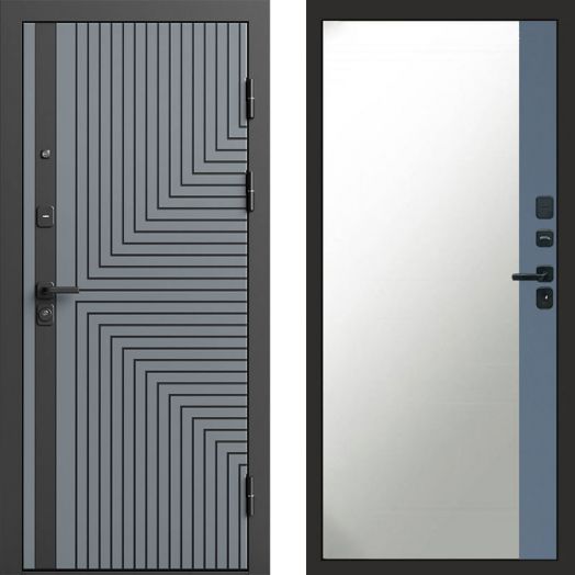 Входная дверь Termo-door Квантум Грей - Широкое Зеркало Фацет Грей софт