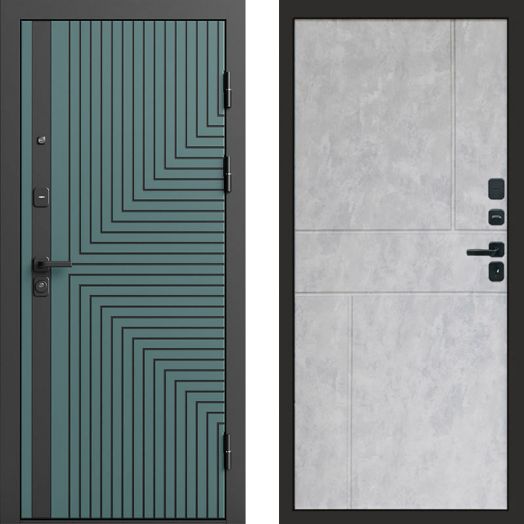 Входная дверь Termo-door Квантум velutto verde - Горизонт Бетон светлый