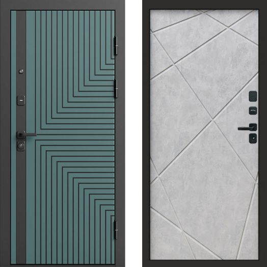 Входная дверь Termo-door Квантум velutto verde - Лучи Бетон светлый