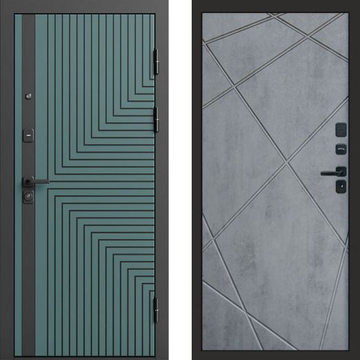 Входная дверь Termo-door Квантум velutto verde - Лучи Бетон темный