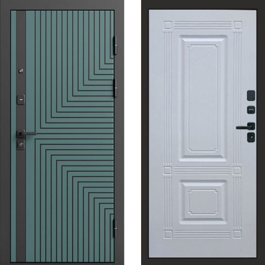 Входная дверь Termo-door Квантум velutto verde - Мадрид Белый софт