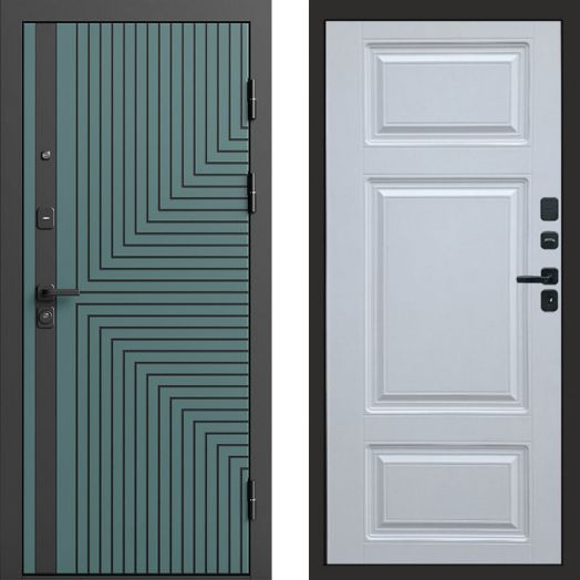 Входная дверь Termo-door Квантум velutto verde - Лион Белый софт